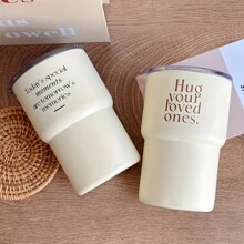 1 件，带盖和吸管的时尚玻璃杯，潮流文字不锈钢水疗水瓶，便携式水瓶，适用于汽车、家庭、办公室、夏季饮水套装、旅行配件、家庭厨房用品、2024 年生日礼物 - 彩色 - 查看 3