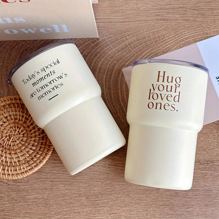 1 件，带盖和吸管的时尚玻璃杯，潮流文字不锈钢水疗水瓶，便携式水瓶，适用于汽车、家庭、办公室、夏季饮水套装、旅行配件、家庭厨房用品、2024 年生日礼物 - 彩色 - 查看 3