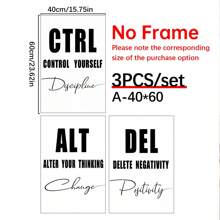 3pcs Motivational "Ctrl Alt Delete" Minimalist Canvas Art Prints, Black And White Abstract Wall Decor, Suitable For Modern Home And Office, Wall Art Decoration Mural, Home Decor, Poster Art, Canvas Wall Poster, Bedroom Living Room Hallway Decoration - Multicolor - View 12
