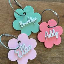 1pc Multi-Color Style Optional Custom Acrylic Keychain With Steel Wire Ring, Personalized Flower Shaped Name Brand Letter Pendant, Luggage Tag Pendant, The Perfect Back-To-School Gift For Christmas