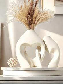 Jarrones blancos para decoración, set de 2 jarrones cerámicos en forma de corazón, jarrones nórdicos en forma de corazón, jarrones decorativos simples para centros de mesa, decoración de bodas, restaurantes, sala de estar y oficina - Multicolor - Ver 6