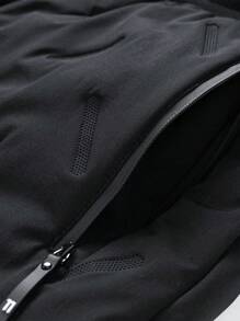 Men's Winter Warm Sports Pants, Wool Thermal Lined, Zip Pockets, Activewear Thermal Sweatpants - Black - View 4