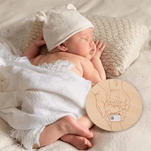 新生儿医院手环刻字纪念品盒，个性化婴儿礼物，激光切割木质/亚克力纤维板，母亲节和父亲节纪念怀孕腕带。迎婴派对复活节礼物，适合女孩/男孩