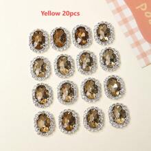 10 件 13 个椭圆形彩色玻璃水晶纽扣，DIY 头饰、服装、鞋子和包包缝纫配件 - 彩色 - 查看 5