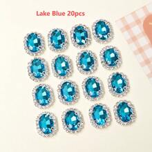 10 件 13 个椭圆形彩色玻璃水晶纽扣，DIY 头饰、服装、鞋子和包包缝纫配件 - 彩色 - 查看 11