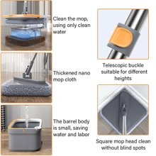 Lazy Floor Floating Mop Water Separation 360 Rotating Household Cleaning Mop Microfiber Spin Mop With Bucket Automatic Floor Mop - Dark Grey - View 3