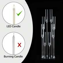 2PCS 8 Arms Clear Candlesticks Holder For WeddingDecorations, 38.5 Inches Tall Acrylic Candelabra CandleHolder With Shade For Valentine's Day Events Party TableCenterpiece, Fit LED Candles - Transparent - View 7