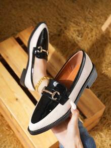 2024 Nowość Damskie Mokasyny na Wysokim Obcasie, Szpiczasty Nosek, Wsuwane, Czarny Brytyjski Styl, Uniwersalne Buty Na Wiosnę Jesień - Czarne - Zobacz 2