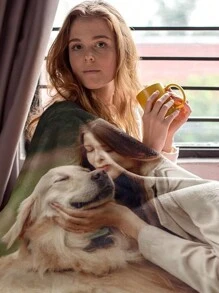 One Custom Name Blanket, Personalized Name Blanket, Christmas Gift, Personalized Christmas Bedding Blanket, Blanket Can Be Used On Bed/Sofa/Indoor/Outdoor, Gift For Friends, K-Sign Gift, Family Gift, Birthday Gift, Gift For A Friend, Gift For Her, Gift For Girlfriend. - Style 2 - View 4