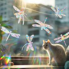 多套彩色棱镜静电玻璃贴纸、彩虹鸟防撞窗贴、捕光器、花朵、蝴蝶、蜻蜓、叶形彩虹窗贴、节日装饰玻璃贴纸、新款闪闪发光的云朵图案窗贴、节日礼物、节日装饰、贴纸、墙贴、家居装饰乙烯基贴花、春季装饰品让您的家焕然一新、拉玛装饰贴纸礼物生日毕业 - 彩色 - 查看 10