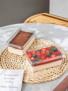 12/20pcs Disposable Tiramisu & Mousse Cake Boxes - Rectangular Plastic Dessert Containers With Flip Lids For Bakery Takeout - Transparent - View 10