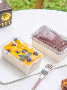 12/20pcs Disposable Tiramisu & Mousse Cake Boxes - Rectangular Plastic Dessert Containers With Flip Lids For Bakery Takeout - Transparent - View 5