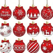 12pcs Creative Wooden Single-Sided Hanging Decorations, Home Decor, Party Supplies - Multicolor - View 1
