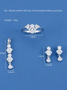 DV JEWELRY 3pcs/Set Cubic Zirconia White Gold/18K Gold Plated Luxury Pendant Earrings Open Ring Jewelry Set, Gift For Women Wedding Party Anniversary
