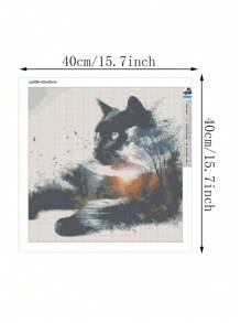 5D DIY Diamond Painting Kit, 40x40cm Mysterious Cat Landscape Round Diamond Embroidery Set, Full Crystal Art Craft, Suitable For Home Decor And Seasonal Gifts