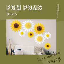 5pcs/10pcs/12pcs,Sunflower Daisy Tissue Paper Pom Poms Flower 12" 8" For Yellow Brown White Themed Birthday Party Sunshine Bridal Country Wedding Party"