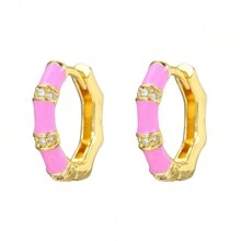 1 Cặp Bông tai dạng nút tre mạ đồng Zirconia thời trang độc đáo, thích hợp cho trang phục hàng ngày của phụ nữ - Vàng - Xem 13