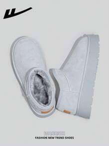 WARRIOR 1 Pair Women's Thermal-Lined Snow Boots, Thick-Soled Winter Boots With Pull-On Design, Fashionable Short Booties For Outdoor Wear, Keeping Warm & Stylish, Women's Wool-Lined Winter Boots, Comfort And Style Combined