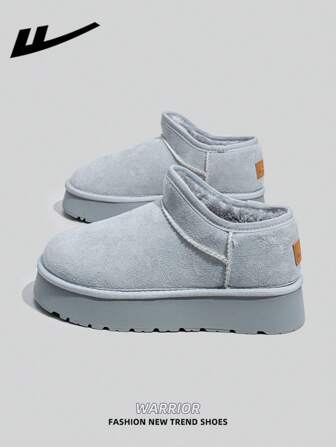 WARRIOR 1 Pair Women's Thermal-Lined Snow Boots, Thick-Soled Winter Boots With Pull-On Design, Fashionable Short Booties For Outdoor Wear, Keeping Warm & Stylish, Women's Wool-Lined Winter Boots, Comfort And Style Combined