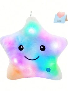 1 pièce Coussin en peluche Pentagramme lumineux, peluches étoilées lumineuses, jouets en peluche lumineux mignons, poupées en peluche douces, faveurs de fête, décoration de fête, faveurs pour les vacances, décoration de la maison, un bon choix (sans pile), décoration de chambre, chambre d'enfant, Squishmallow, jouets lumineux, peluches, peluches mignonnes, peluche violette, coussin pour enfants