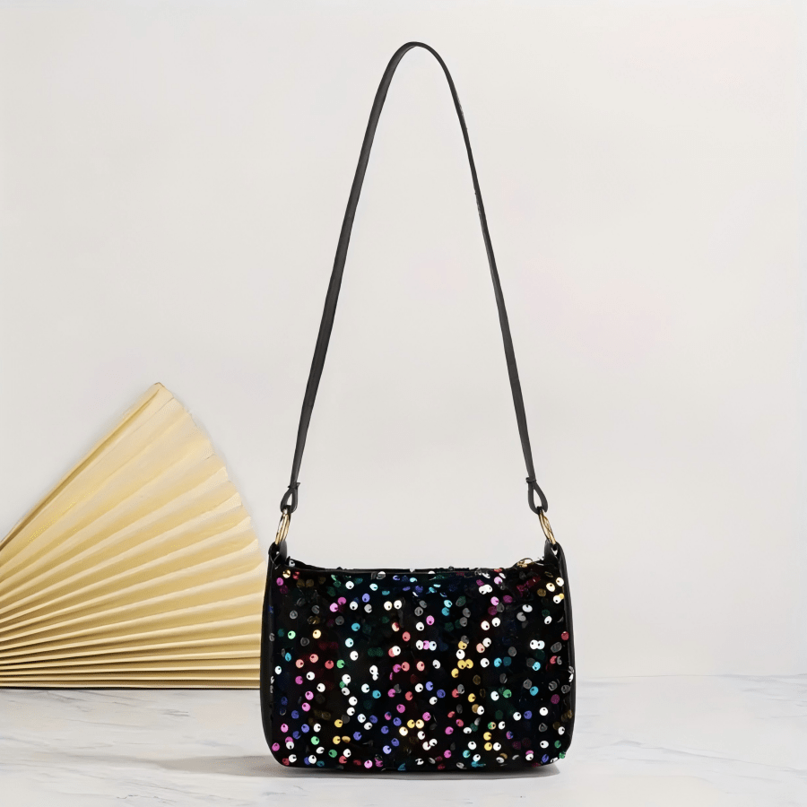 Bolsa de ombro com decoração de lantejoulas multicoloridas, bolsa de telefone crossbody com novo design de nicho 2024