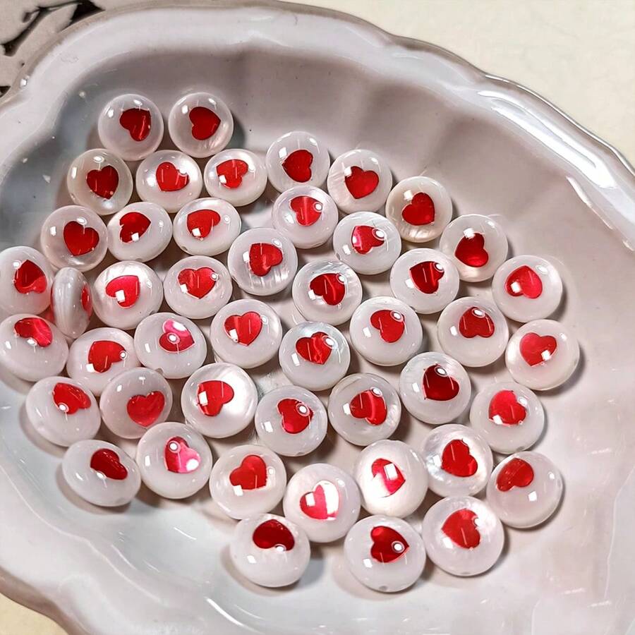 5 Peças Contas Redondas Revestidas a Ouro Dourado com Formato de Coração de Concha Biface, Furo de 8mm, Suprimentos de Fabricação de Joias DIY para Pulseiras, Colares, Brincos, Disponível em Várias Cores