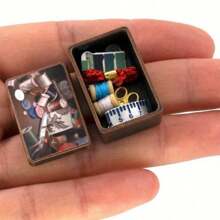 1 Set Mini Sewing Box Kit For Dollhouse, Includes Mini Thread, Scissor, Ruler Toy, Suitable For Dollhouse Accessories Decoration - Multicolor - View 14