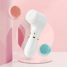 Bàn chải rửa mặt có thể sạc lại, Bàn chải rửa mặt bằng điện, Bàn chải mặt xoay để làm sạch sâu, Tẩy tế bào chết nhẹ nhàng và massage, 3 đầu bàn chải, Có thể sạc lại - trắng - Xem 4