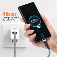 6A Fast Charging USB Type-C Cable, Fabric Flat Shape, 50-80W Power, Data Sync, USB To Type-C, Durable Nylon And Fishnet Double Weave, Compatible With Samsung, Camera, PS5, PS4 - Multiple Lengths