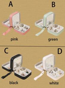 1 pieza Caja de almacenamiento portátil de joyas, organizador de joyas de gran capacidad adecuado para viajes al aire libre, caja de varios niveles para aretes, pendientes, anillos, collares, caja de joyas antioxidante de alta gama - Multicolor - Ver 9