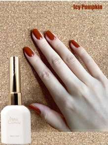Esmalte de Unha Miss Comoy 15ml Vermelho da Moda 2025 Nova Cor de Abóbora Gelo Translúcido, Popular no Outono e Inverno, Longa Duração, Sensação Refinada de Adesivo para Unhas