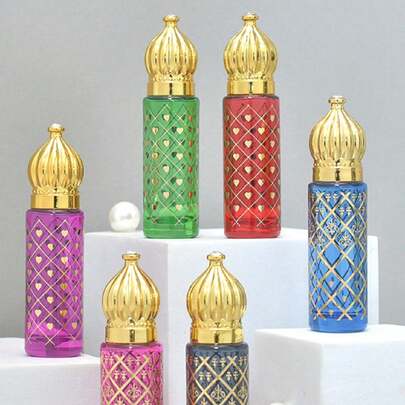 2/3/4/5pcs 8ml Multi-Color Capped Roller Ball Perfume Bottles, Portable Travel Size Sample Vials, Glass Essential Oil Bottles