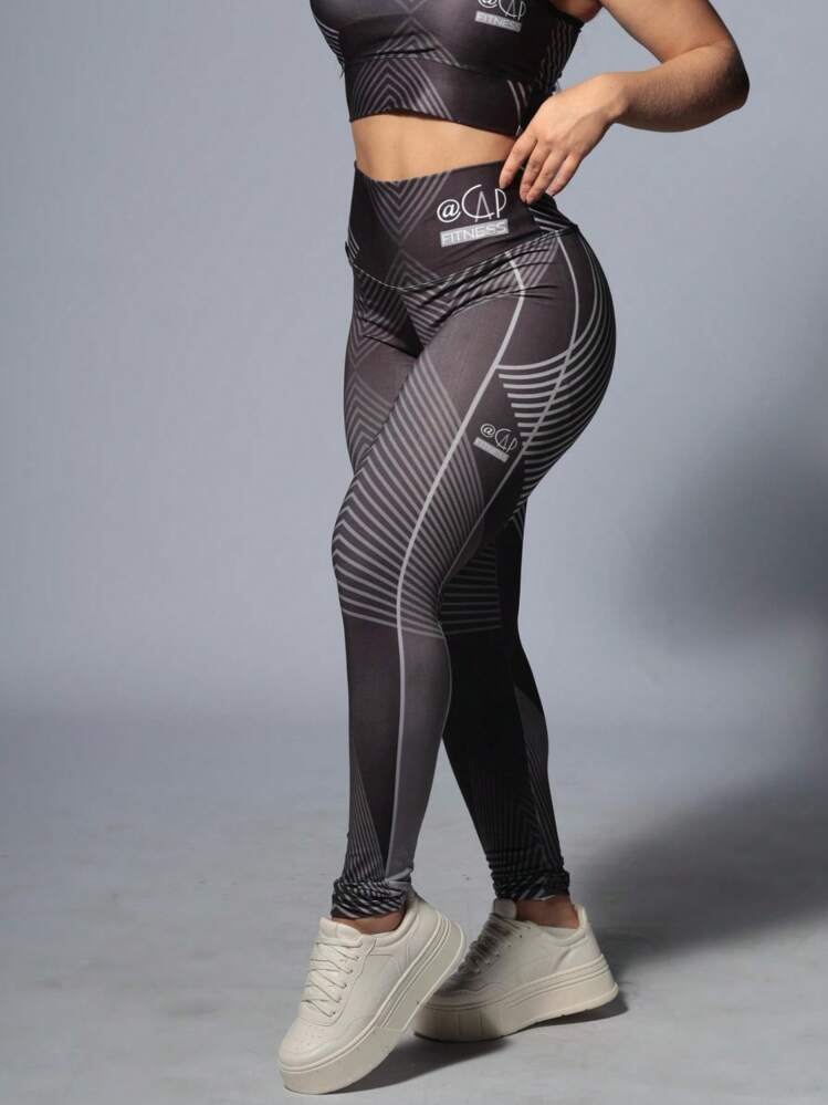 Conjunto Fitness Cinza Confortável Moda Academia Top Diferenciado Cintura Alta - Multicolorido - Visão 5