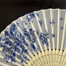 1 Piece Antique Folding Bamboo Fan, Dance Fan Decorated With Black Butterfly Tassel Floral Pattern, Manual Fan - Multicolor - View 3