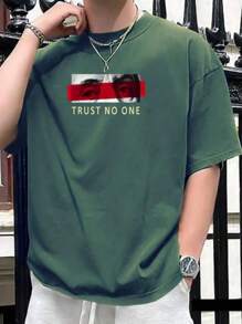 Trust No One Men's T-Shirt 100% Cotton Shirt Premium Mesh Blouse New Release - 軍綠色 - 查看 1