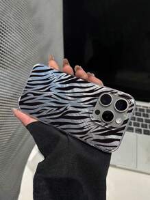 1pc Zebra Pattern Feather Mesh Shiny Anti-Drop Phone Case, Minimalist Design Compatible With IPhone X, XR, XS Max, 11, 12, 13, 13 Pro, 13 Pro Max, 14 Pro Max, 15, 15 Pro, 15 Plus, 15 Pro Max, IPhone 16, 16 Pro, 16 Plus, 16 Pro Max, IPhone 17, IPhone 17 Air, IPhone 17 Pro, IPhone 17 Pro Max, Series - Multicolor - View 4