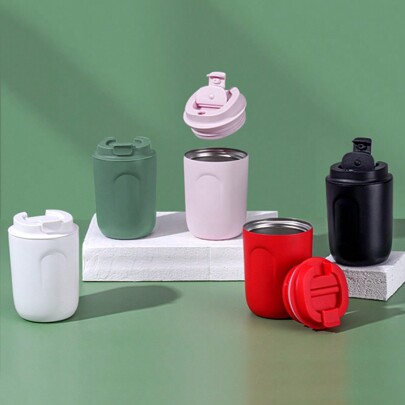 1 Pc Mini Coffee Cup Stainless Steel Portable Insulated Water Cup, Fashion Gift Cup, Small And Convenient, Comfortable Feel, One Click Open And Close, Street Accompanying, Office Cup, Coffee Cup, Milk Tea Cup. Water Bottle