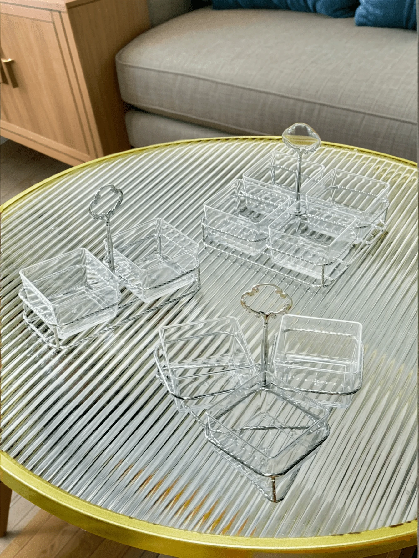 1 Juego de Plato Pequeño de Aperitivos con Soporte de Hierro, Estilo Moderno Lujoso, Usado para Almacenar Aperitivos, Dulces, Galletas