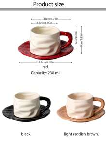 咖啡杯碟套装，采用简约复古的皱褶杯身，有黑色、红色和混色可选，另附配套的勺子，让您在享用饮品的同时，还能用杯碟盛放甜点、小吃或水果。回到学校 - 同款 - 查看 3