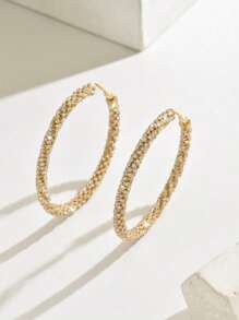 1 Pair Handmade Elegant Big Round Rhinestone Earrings, Suitable For Women, Party And Evening Dresses - Circle - View 4