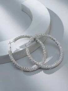 1 Pair Handmade Elegant Big Round Rhinestone Earrings, Suitable For Women, Party And Evening Dresses - Circle - View 8