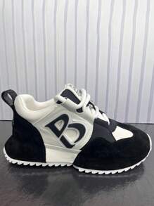 bingyuanjing Giày thể thao thường ngày thời trang hợp thời trang cỡ lớn, giày chạy bộ nhẹ thoáng khí, đa năng và kết hợp hoàn hảo - màu đen - Xem 6