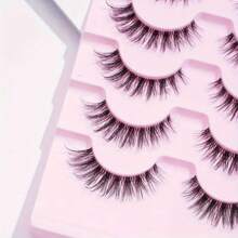 7 对自然长喇叭鱼尾假睫毛，超自然卡通风格睫毛，十字图案，眼妆配件，柔软舒适 - 自然纖長款 - 查看 5