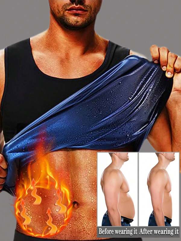 1 pieza Chaleco estilizador de cintura deportivo para hombres, ropa interior de modelado y sauna de estilo europeo y americano para hacer sudar y dar forma a la barriga, top para hacer ejercicio en el gimnasio
