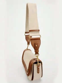 Bolso de mujer Y2Y con correa cruzada ancha, de color negro y estilo casual - Beis - Ver 4