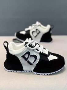 bingyuanjing Giày thể thao thường ngày thời trang hợp thời trang cỡ lớn, giày chạy bộ nhẹ thoáng khí, đa năng và kết hợp hoàn hảo - màu đen - Xem 5