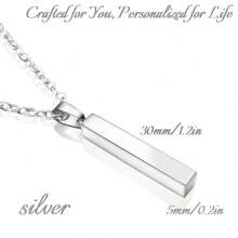 1 件定制不锈钢独特 3D 矩形吊坠项链，个性化四面雕刻姓名、日期或其他特殊字母、单词，特殊含义雕刻时尚炫酷珠宝配饰，是送给他/她、男朋友、女朋友、朋友、兄弟、姐妹的独特理想礼物 - 彩色 - 查看 5