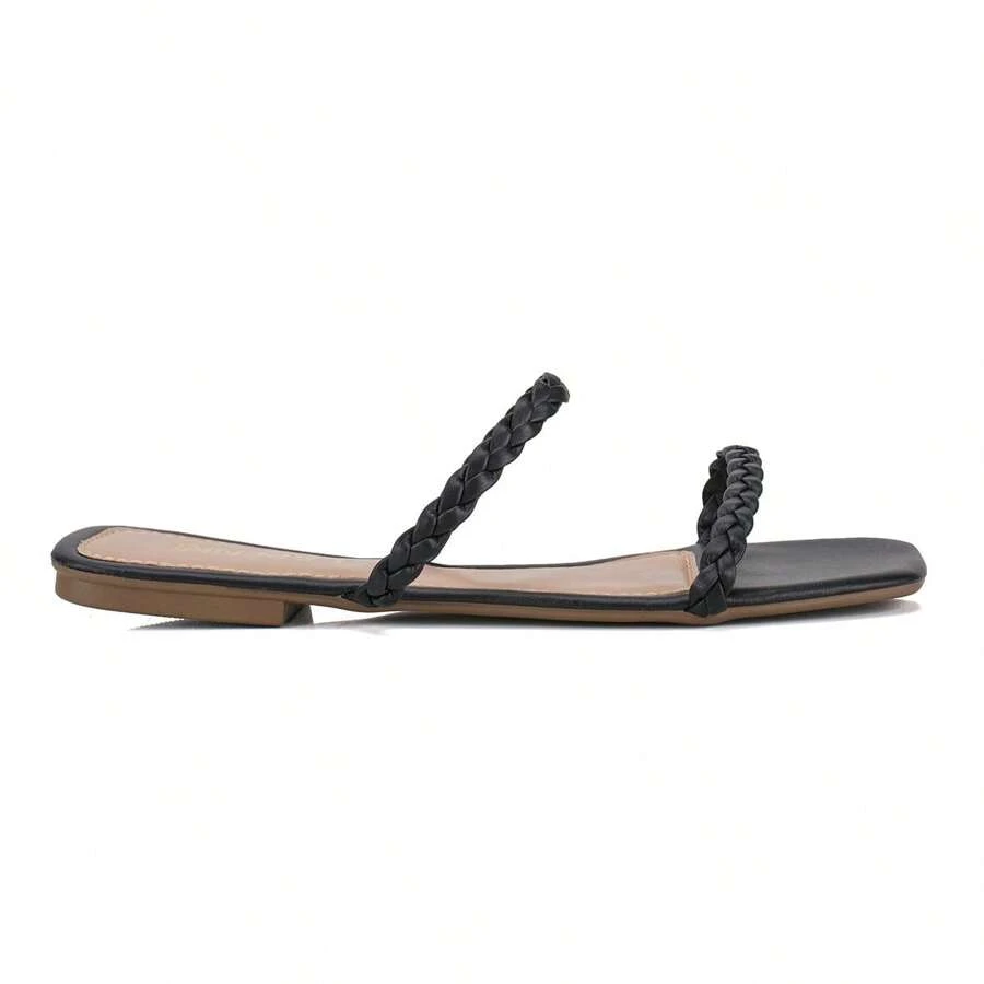 Women's Flat Sandals With Braided, Lightweight, Comfortable, Beautiful Colors - 黑色 - 查看 1