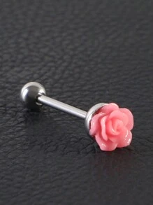 1 chiếc khuyên tai hình hoa hồng độc đáo đeo tai/môi/lưỡi, trang sức xỏ khuyên cơ thể thời trang bằng thép không gỉ - Nhiều màu - Xem 9