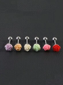 1 chiếc khuyên tai hình hoa hồng độc đáo đeo tai/môi/lưỡi, trang sức xỏ khuyên cơ thể thời trang bằng thép không gỉ - Nhiều màu - Xem 3